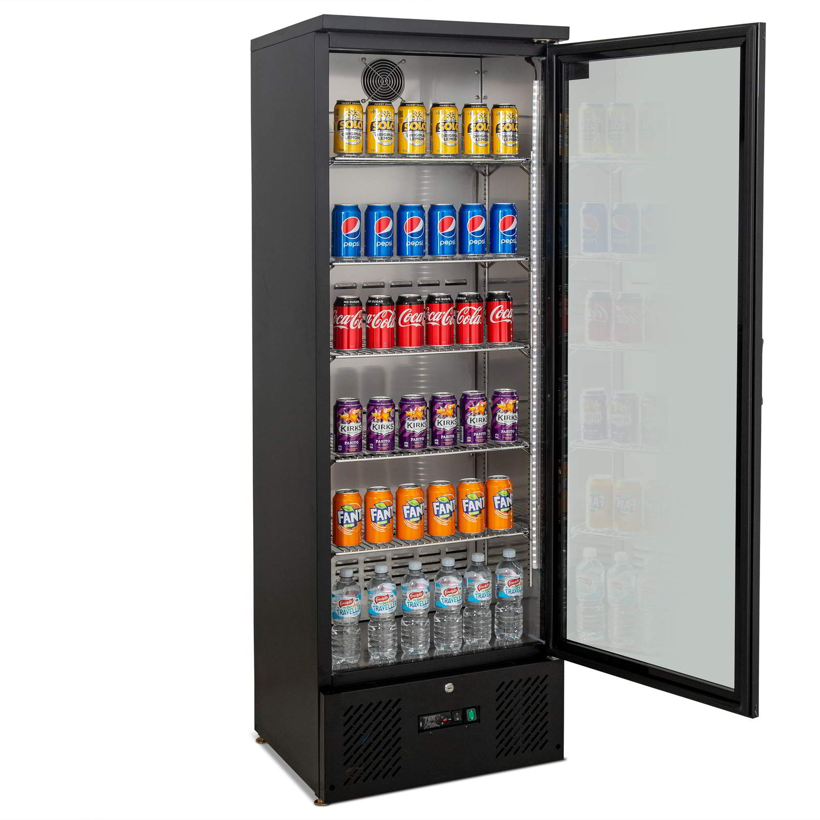 AG 300L Upright Glass Door Display Refrigerator - Commercial Backbar Fridge for Bars, Restaurants & Cafes - Energy Efficient Black Beverage Cooler - Perfect for Storing Drinks, Wine & Snacks