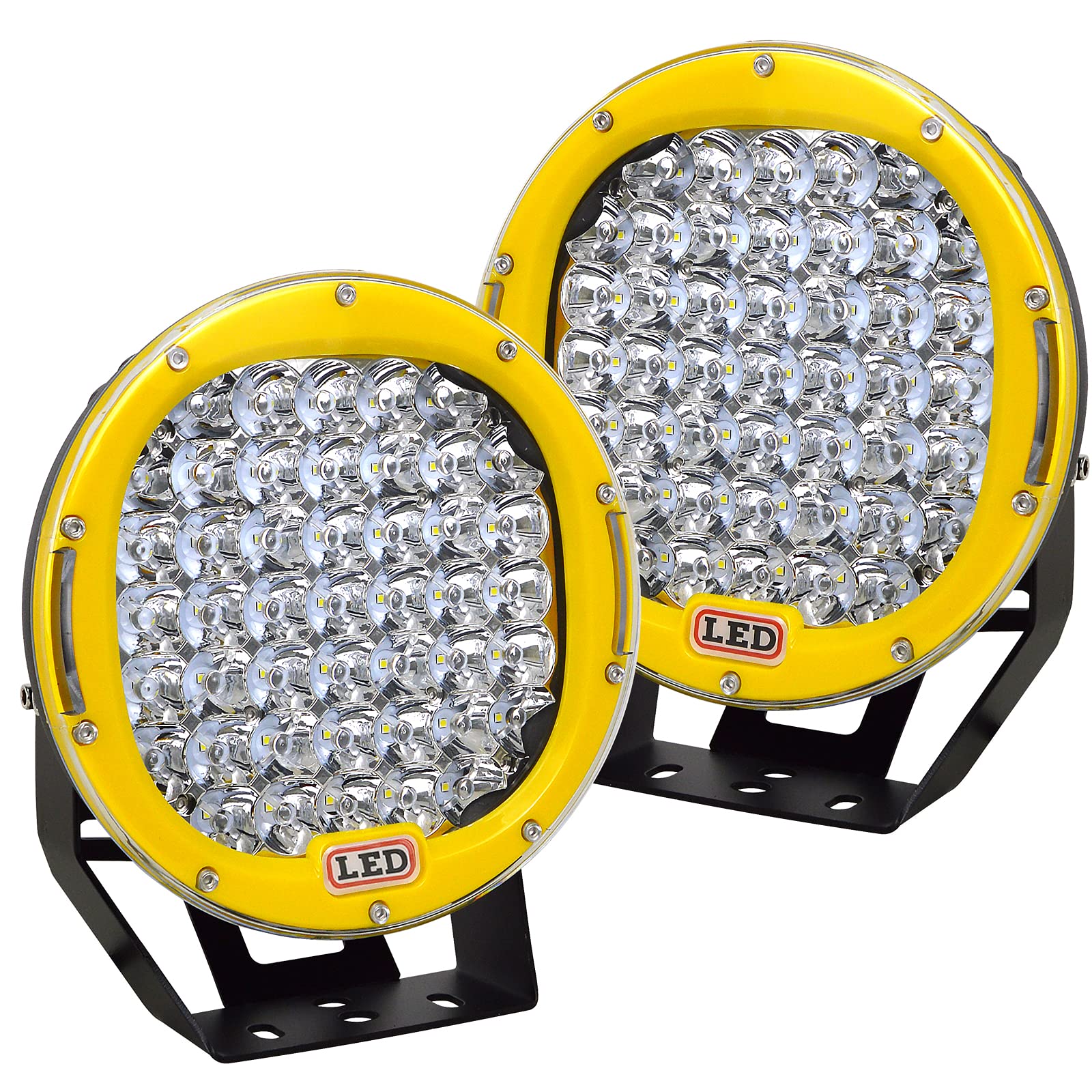 AUXTINGS 2 Pack 9 Inch 225W LED Pod Lights - 20,200 Lumens Waterproof Spot Beam Off-Road Work Light for Trucks, SUVs, ATVs, Tractors & Boats | Perfect for Night Driving, Off-Roading & Marine Use