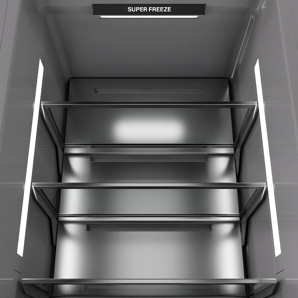 ZLINE Autograph Edition 24 Inch Stainless Steel Column Freezer - 12.4 cu. ft. Capacity, Graphite Gray Interior & Polished Gold Accents (RCFVZ 304 24 G) - Perfect for Home Kitchens, Restaurants & Entertaining Spaces