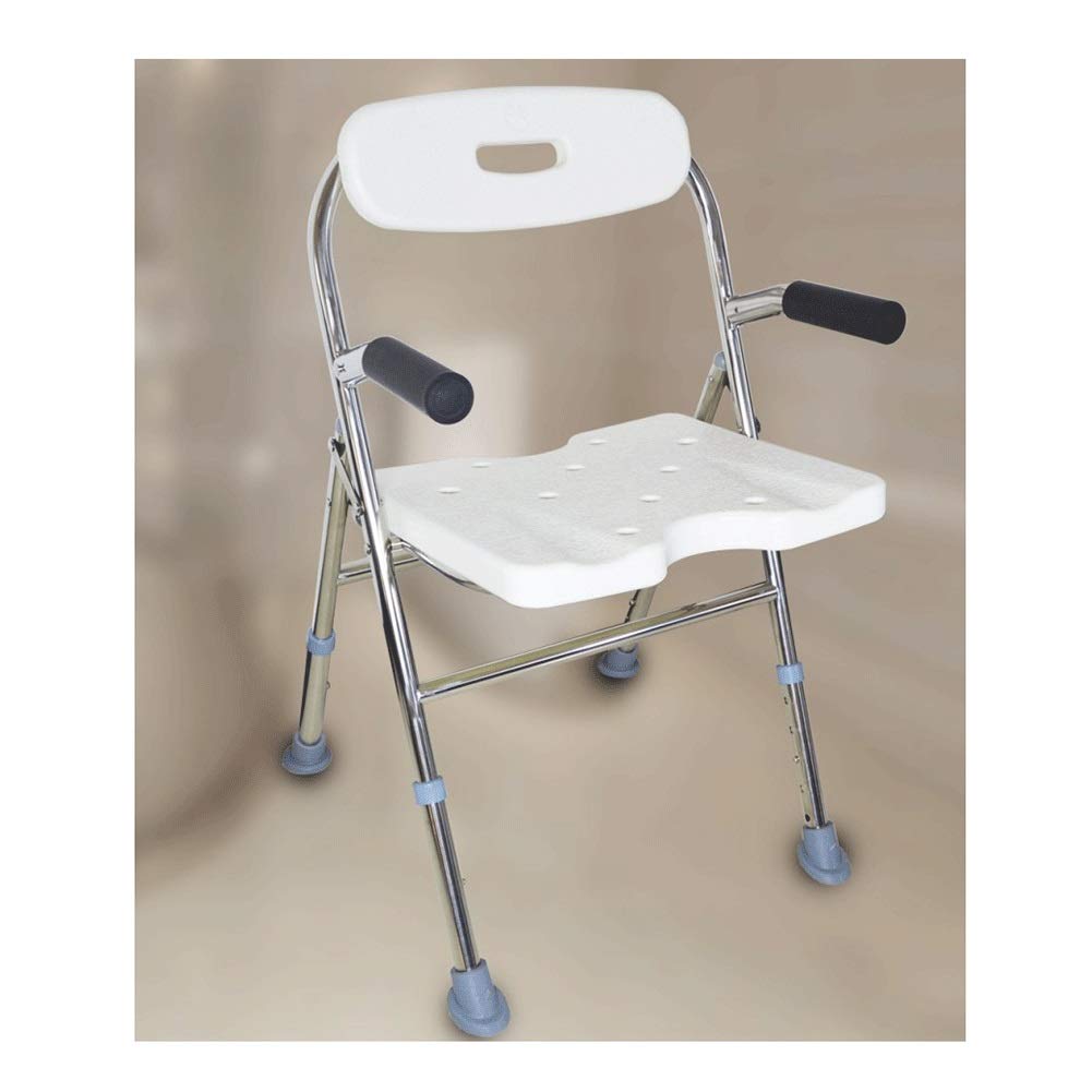 Stainless Steel & Plastic Shower Stool - Non-Slip Bath Chair for Elderly & Pregnant Women, Adjustable Height Bathroom Safety Seat with Backrest - Ideal for Shower, Bathtub & Living Room Use (Color: A)