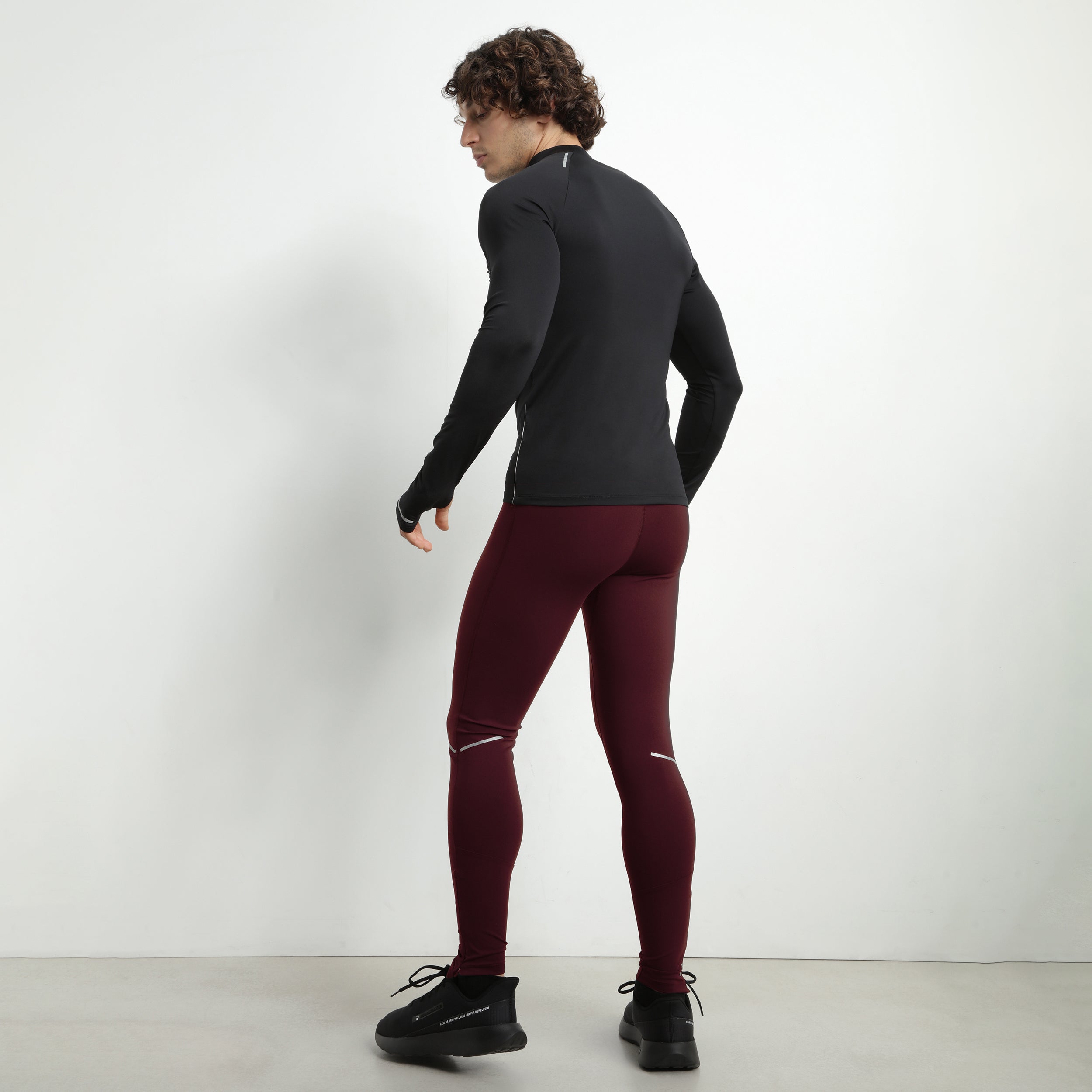 Adjustable Men's Sport Leggings in Bordeaux Microfiber - Dim Move - Perfect for Running, Gym & Yoga Workouts
