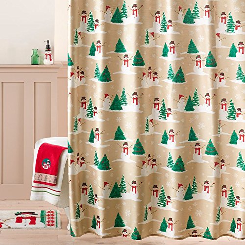 Snowman Toss Fabric Shower Curtain - Christmas Bathroom Decor for Holiday Season - Perfect for Winter, Xmas & New Year Bathroom Makeover