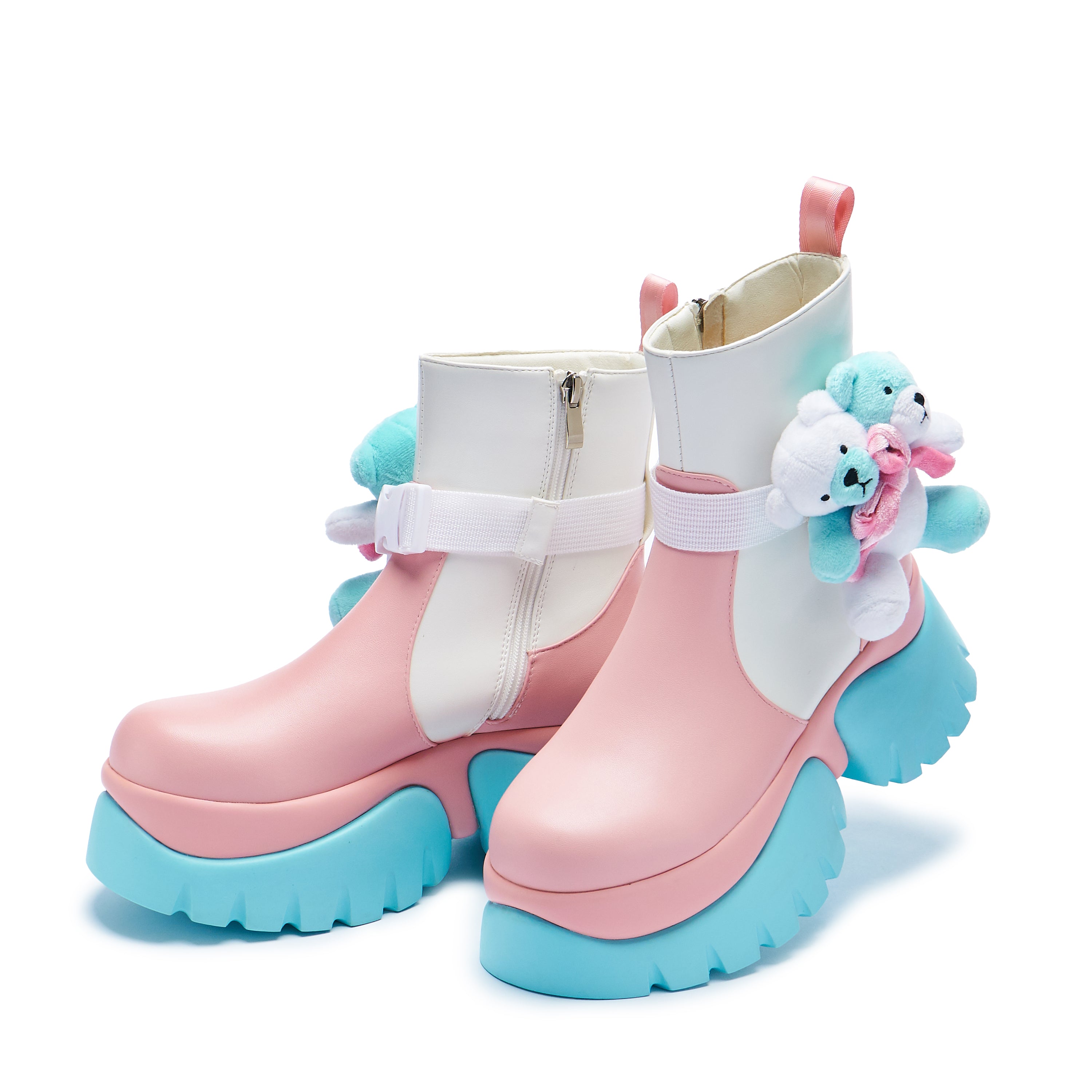 Pastel Teddy Bear Platform Boots for Women - Cute & Comfortable Chunky Sneakers for Casual Outfits, Street Style & Everyday Wear