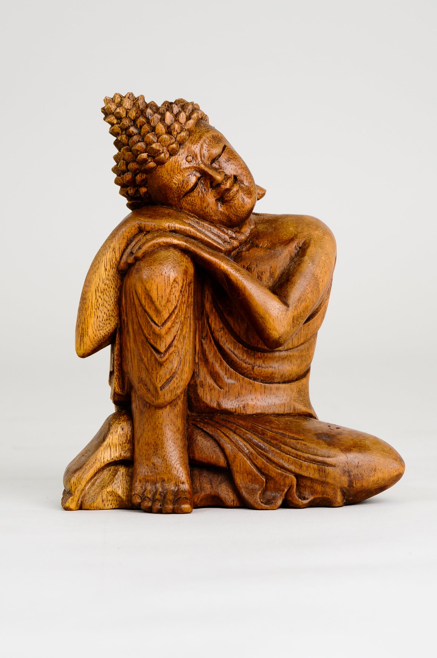 Hand Carved Wooden Buddha Statue for Meditation & Relaxation - 8 Inch Zen Decor for Home, Office & Yoga Studio - Perfect Gift for Mindfulness & Stress Relief