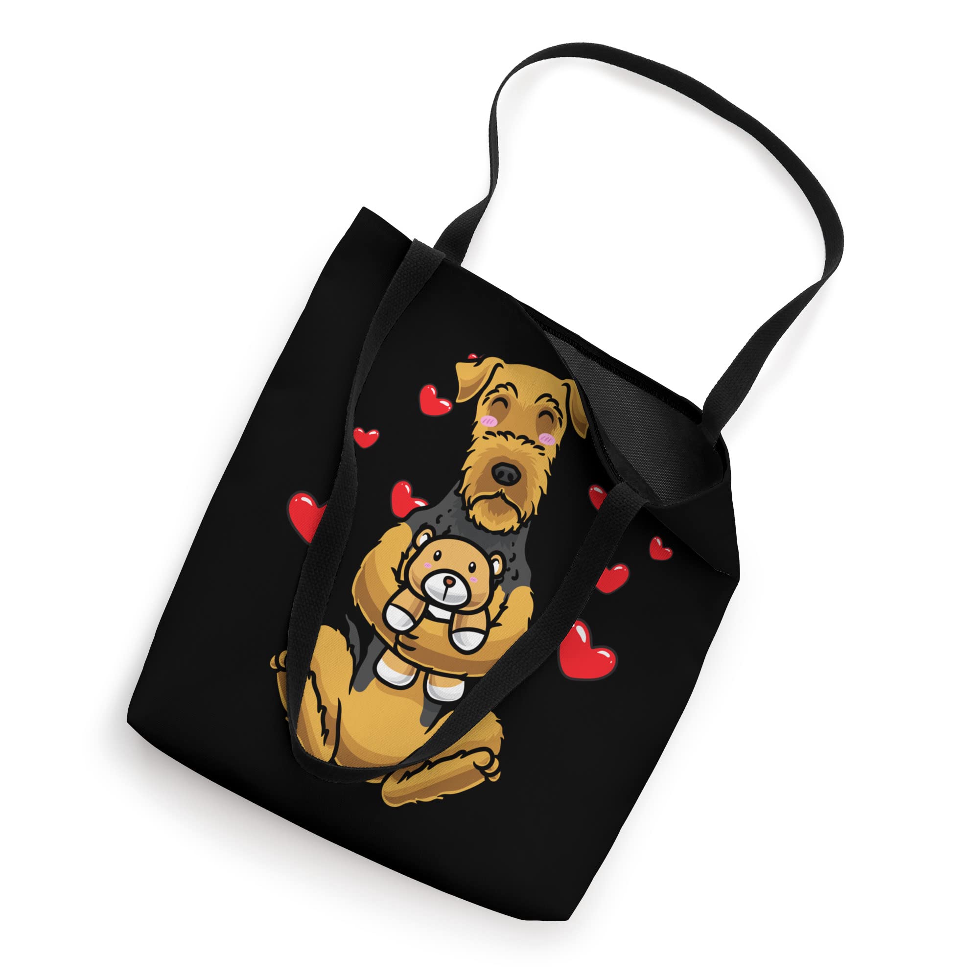 Cute Airedale Terrier Plush Toy Dog - Kawaii Stuffed Animal with Bingley Waterside Tote Bag - Perfect for Gifts, Home Decor & Dog Lovers Accessories