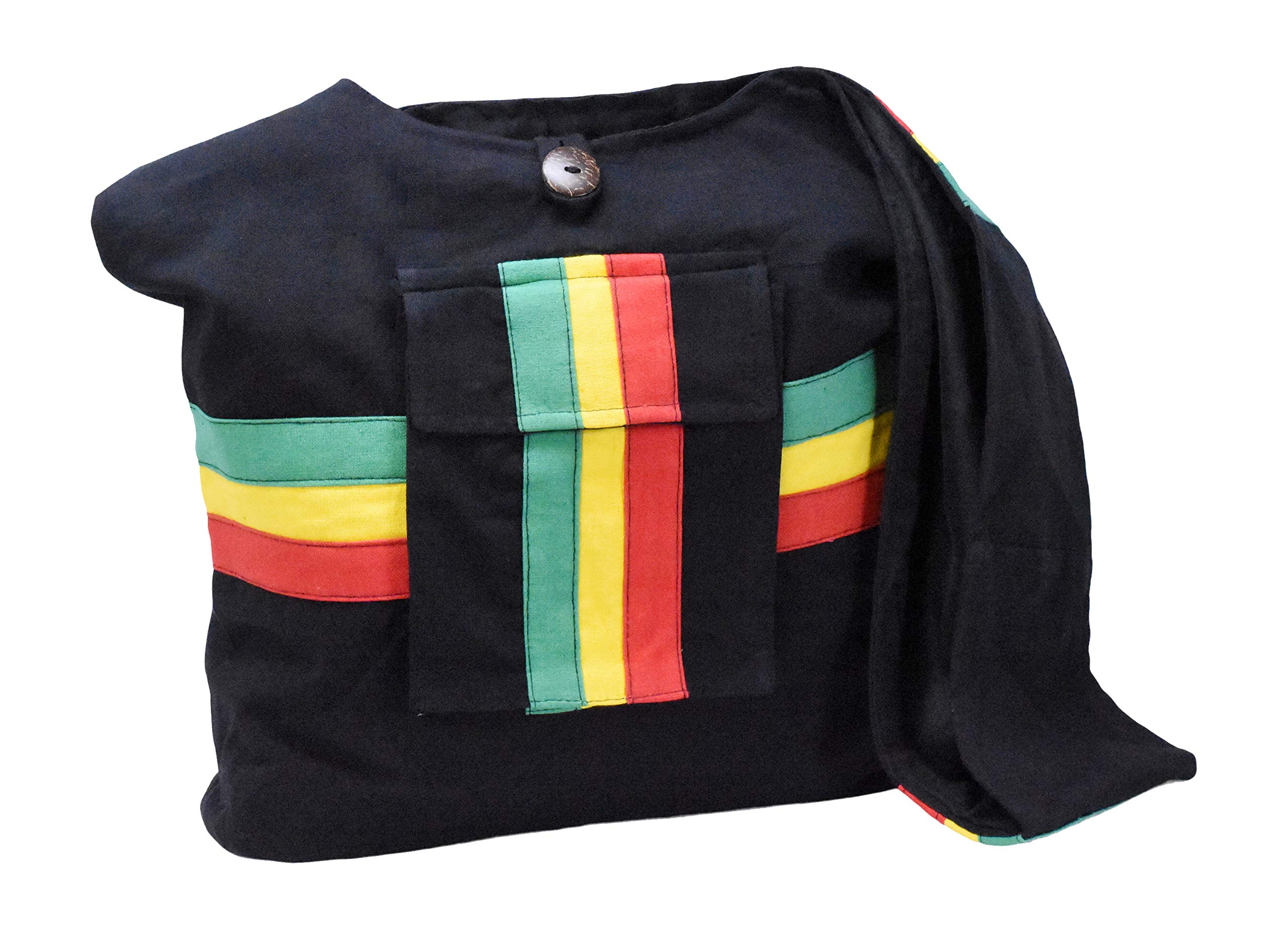 Mandala Crafts Rasta Stripe Hippie Tote Bag - Large Boho Hobo Purse for Women | Crossbody Shoulder Bag for Festival, Beach & Travel