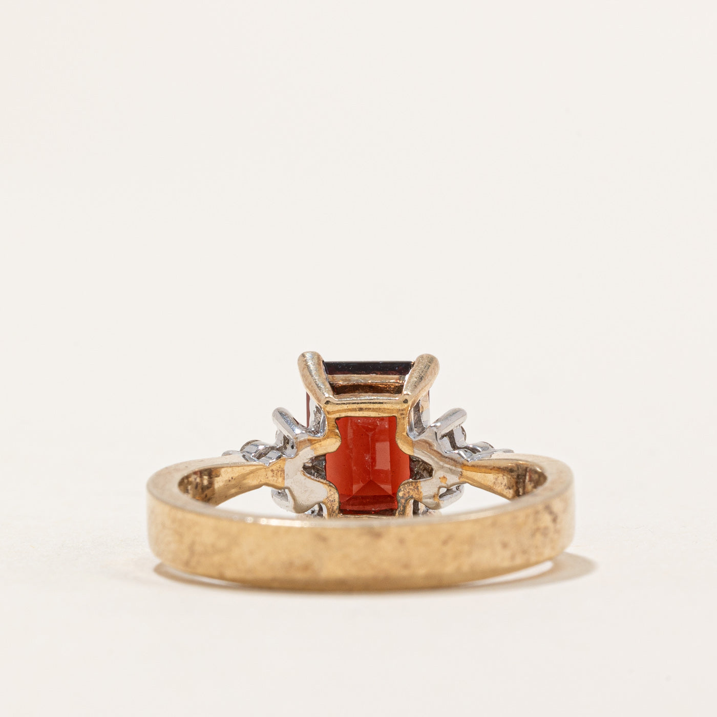 Garnet & Diamond Reverse Tapered Ring - 2.00ct Garnet & 0.09ctw Diamond - Size 6.5 - Elegant Wedding Band, Anniversary Gift, Valentine's Day Jewelry for Women
