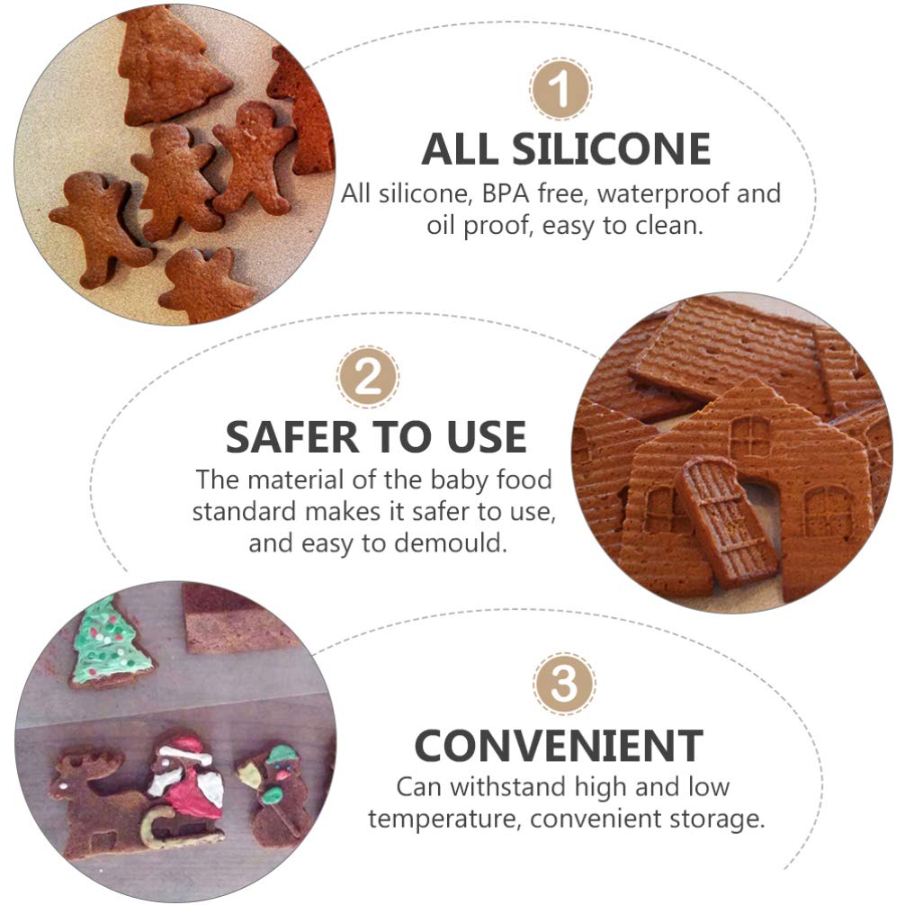 Jojofuny 3-Piece Silicone Christmas Baking Mold Set - 3D House, Tree & Snowman Cookie Cutters for Mousse Cakes, Muffins & Chocolate | Holiday Baking, DIY Desserts & Christmas Party Treats