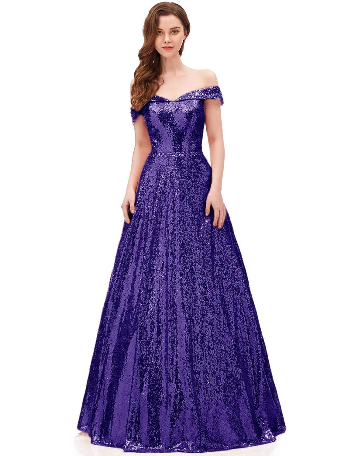 Elegant YIRENWANSHA Women's Off Shoulder Sequin Empire Waist Prom Gown - Perfect for Evening Parties, Homecoming Dances & Special Occasions