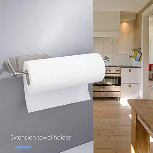 Stainless Steel Punch-Free Kitchen Paper Towel Holder - Durable & Rustproof Paper Towel Rack for Home, Kitchen, Office - Silver (Perfect for Countertop, Under Cabinet & RV Use)