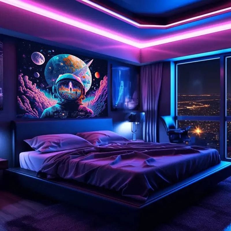 Neon Galaxy Space Wall Art - Vibrant LED Light Decor for Bedroom, Living Room & Office - Modern Cosmic Themed Home Decor for Sci-Fi & Astronomy Lovers