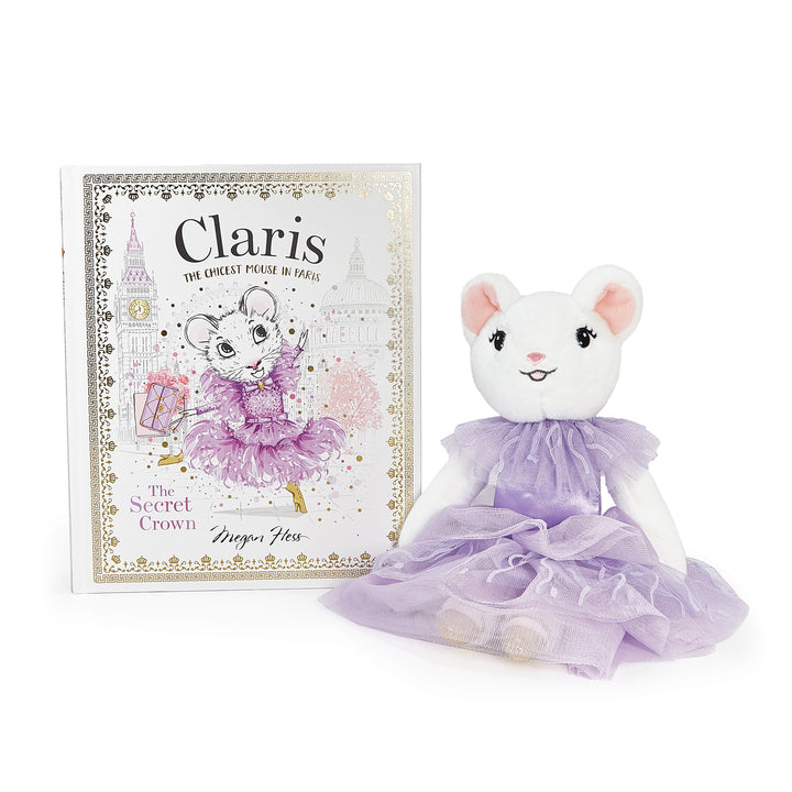Claris The Mouse: The Secret Crown & Oh La La Lilac Plush Book Set - Cute Storybook and Plush Toy Gift for Kids, Perfect for Bedtime Reading and Playtime