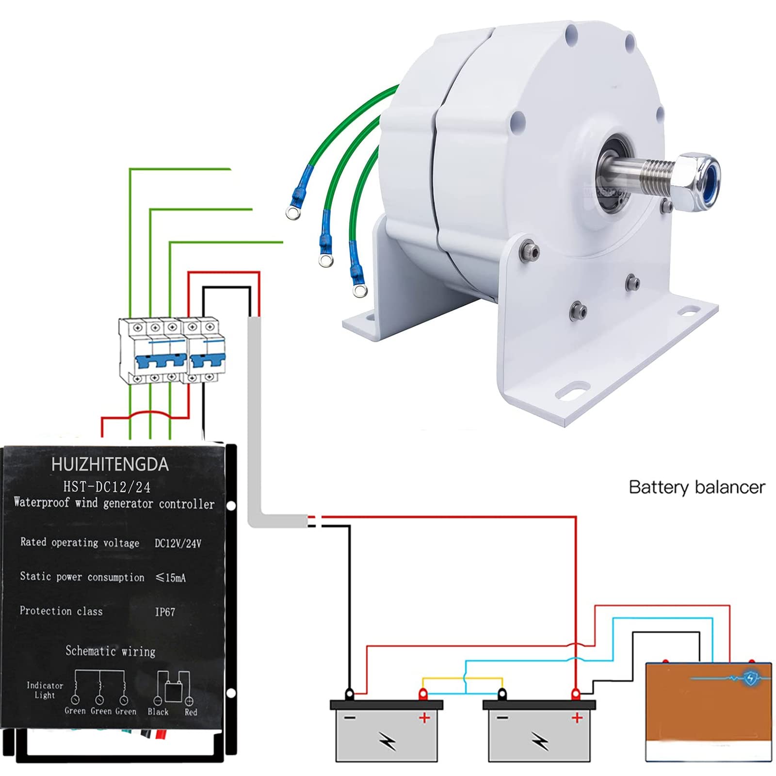 500RPM 12000W Permanent Magnet Generator AC Alternator for DIY Wind Turbine - 110V/220V Horizontal Wind Power System for Home, Farm & Off-Grid Energy Solutions