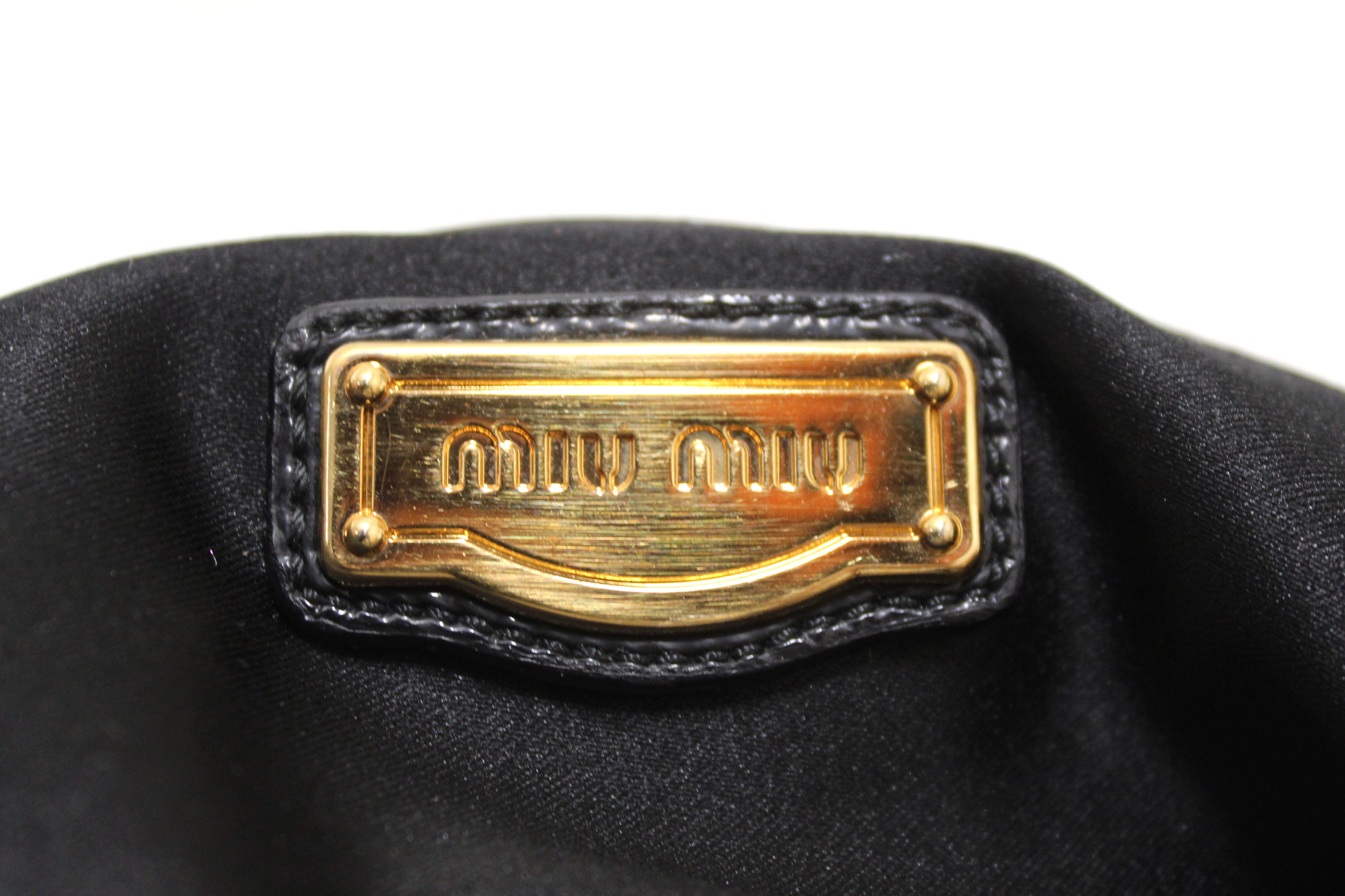 Authentic Miu Miu Black Matelasse Distressed Leather Large Tote Bag for Women - Luxury Designer Handbag for Work, Travel & Everyday Use