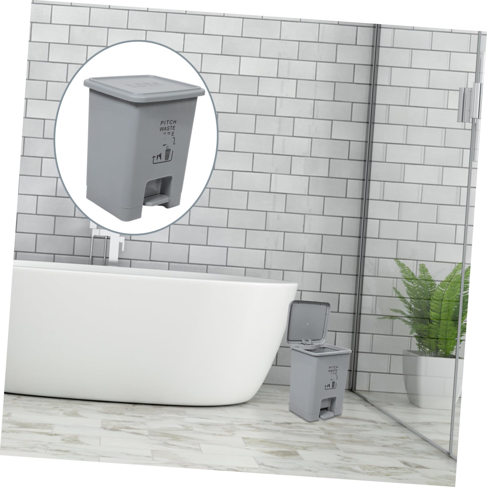 1pc Step Trash Can - Plastic Pedal Garbage Bin with Lid, Household Waste Organizer for Kitchen, Bathroom, Office & Bedroom - Simple & Durable Rubbish Container for Home Use