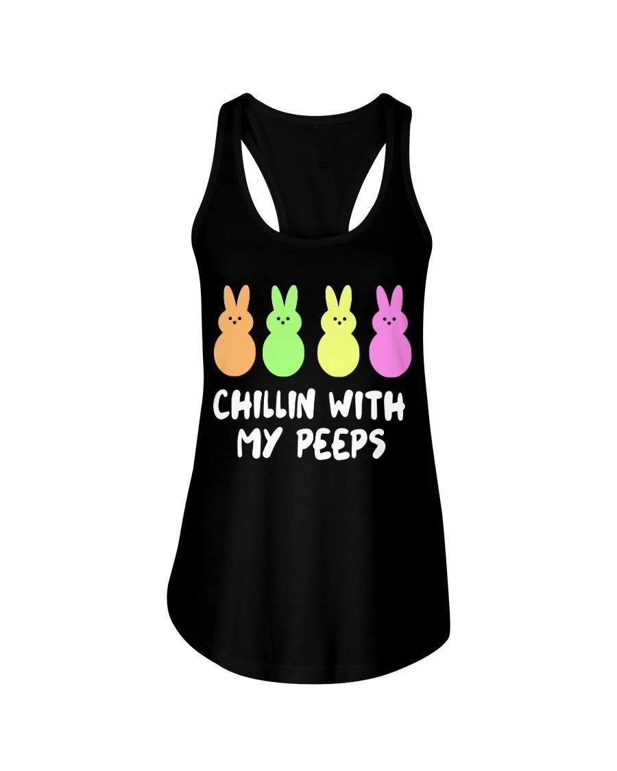 Happy Easter Marshmallow Lovers Racerback Tank Top for Women - Cute Casual Summer Tops for Easter Parties & Spring Outfits