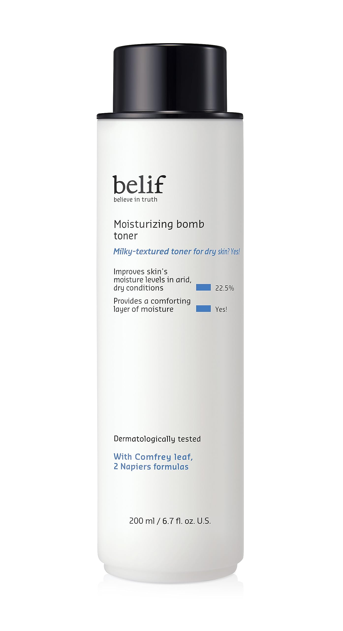 Belif Moisturizing Bomb Hydrating Toner - Ceramide Milky Toner for Dry Skin | Strengthens Skin Barrier & Soothes Irritation | 2-in-1 Hydrating Toner & Moisturizer | Korean Skincare Essence (5.07 Fl Oz) | Perfect for Nighttime Routine & Winter Skincare