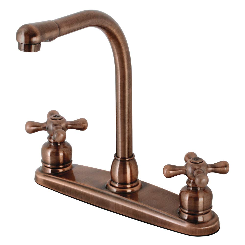 Kingston Brass KB716AXLS Victorian 8-Inch Centerset Kitchen Faucet in Antique Copper - Perfect for Farmhouse, Vintage, and Traditional Kitchen Decor