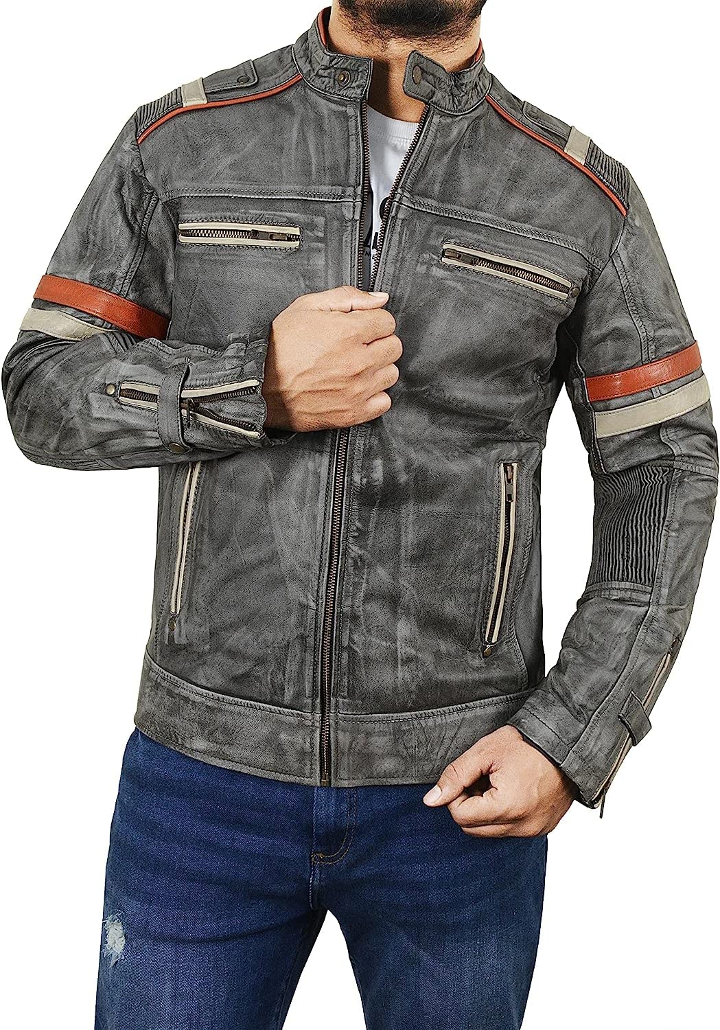 Vintage Cafe Racer Leather Jacket for Men | Motorcycle Riding & Urban Style