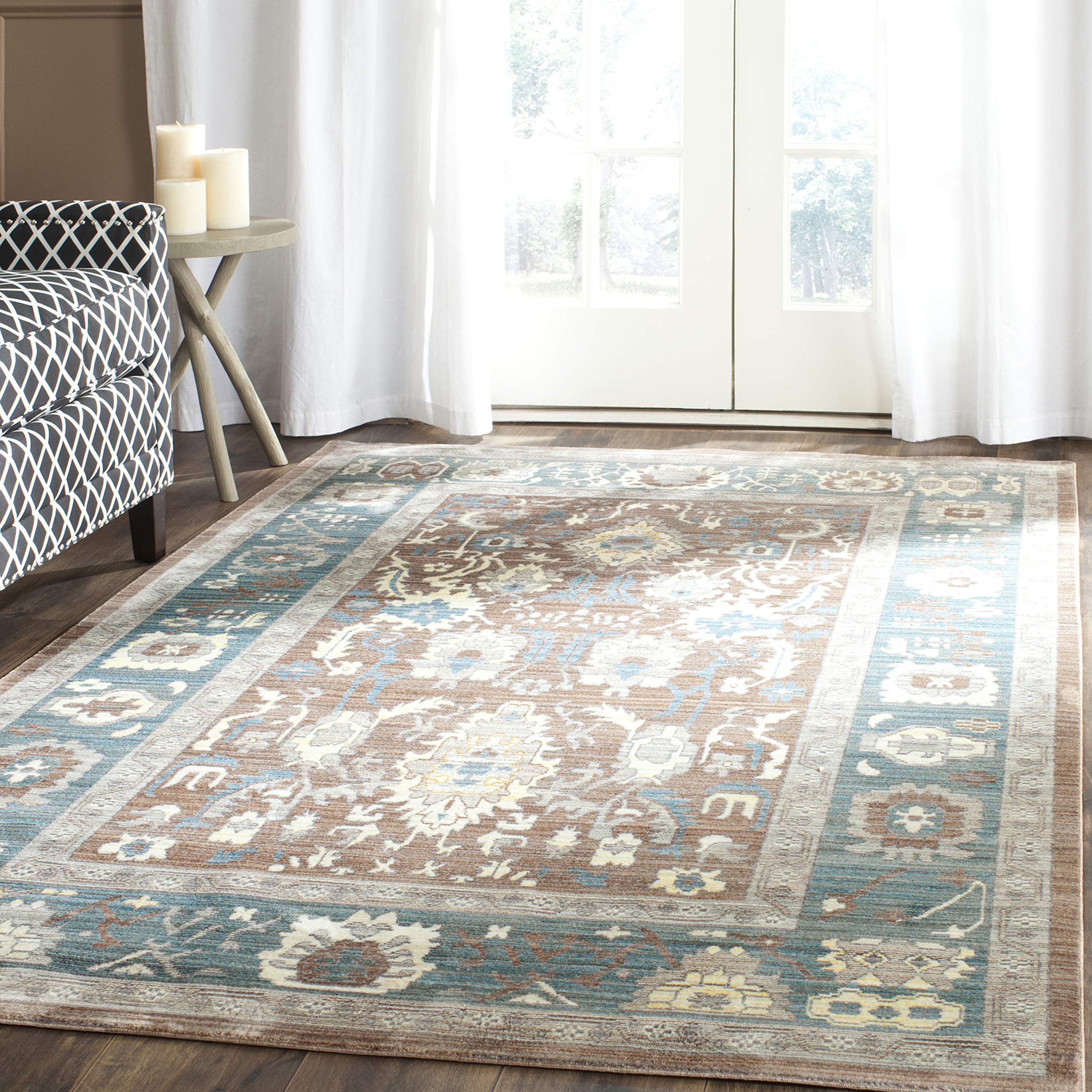 SAFAVIEH Valencia Collection 5' x 8' Area Rug - Boho Chic Distressed Design in Chocolate & Alpine, Non-Shedding & Easy Care, Perfect for Living Room, Bedroom, Office & High Traffic Areas (VAL122B) | Home Decor, Boho Style Floor Covering