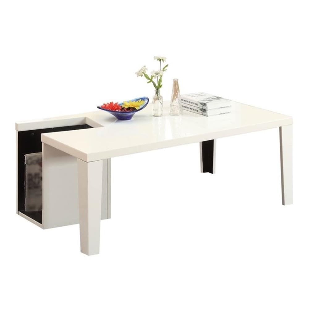 Modern White Coffee Table - BOWERY HILL Contemporary Living Room Furniture for Small Spaces & Apartments