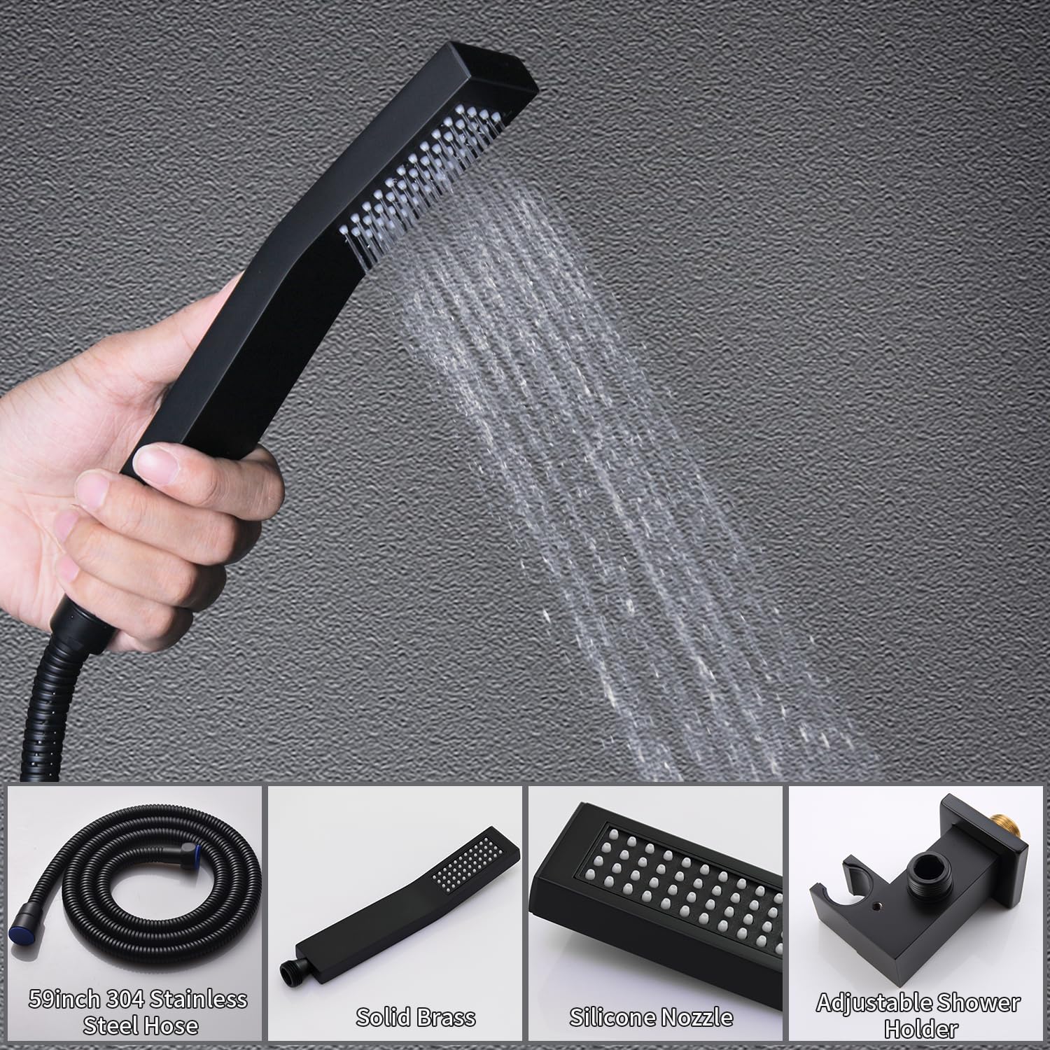12 Inch Black Thermostatic Shower System - Wall Mounted Full Body Shower Faucet Set with 4PCS Body Jets | Modern Bathroom Fixtures for Spa-Like Experience at Home