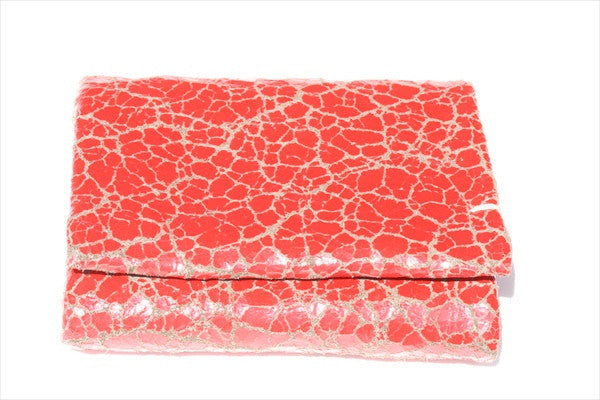 Genuine Leather Fold Wallet for Men & Women - Red Crackle Design - Slim RFID Blocking Bifold Wallet - Perfect for Travel, Business & Everyday Use