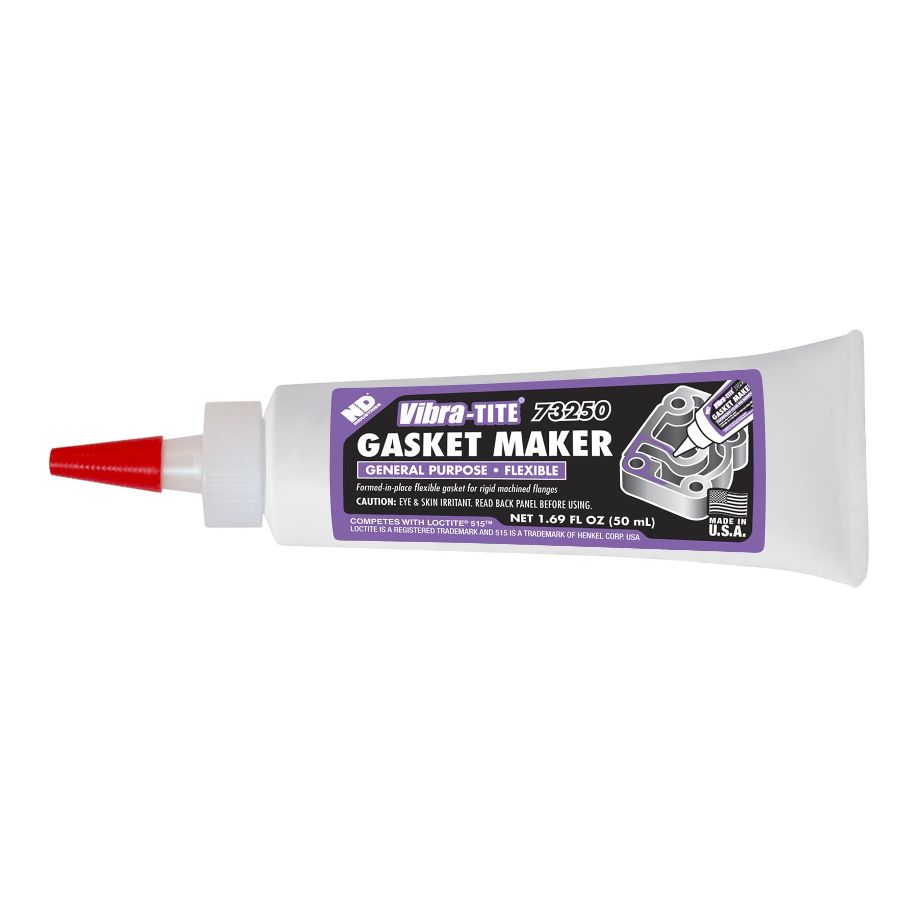 Vibra-TITE 73250 732 General Purpose Flexible Gasket Maker, 50ml Purple Sealant Tube - High-Temp Adhesive for Automotive, Plumbing & DIY Repairs