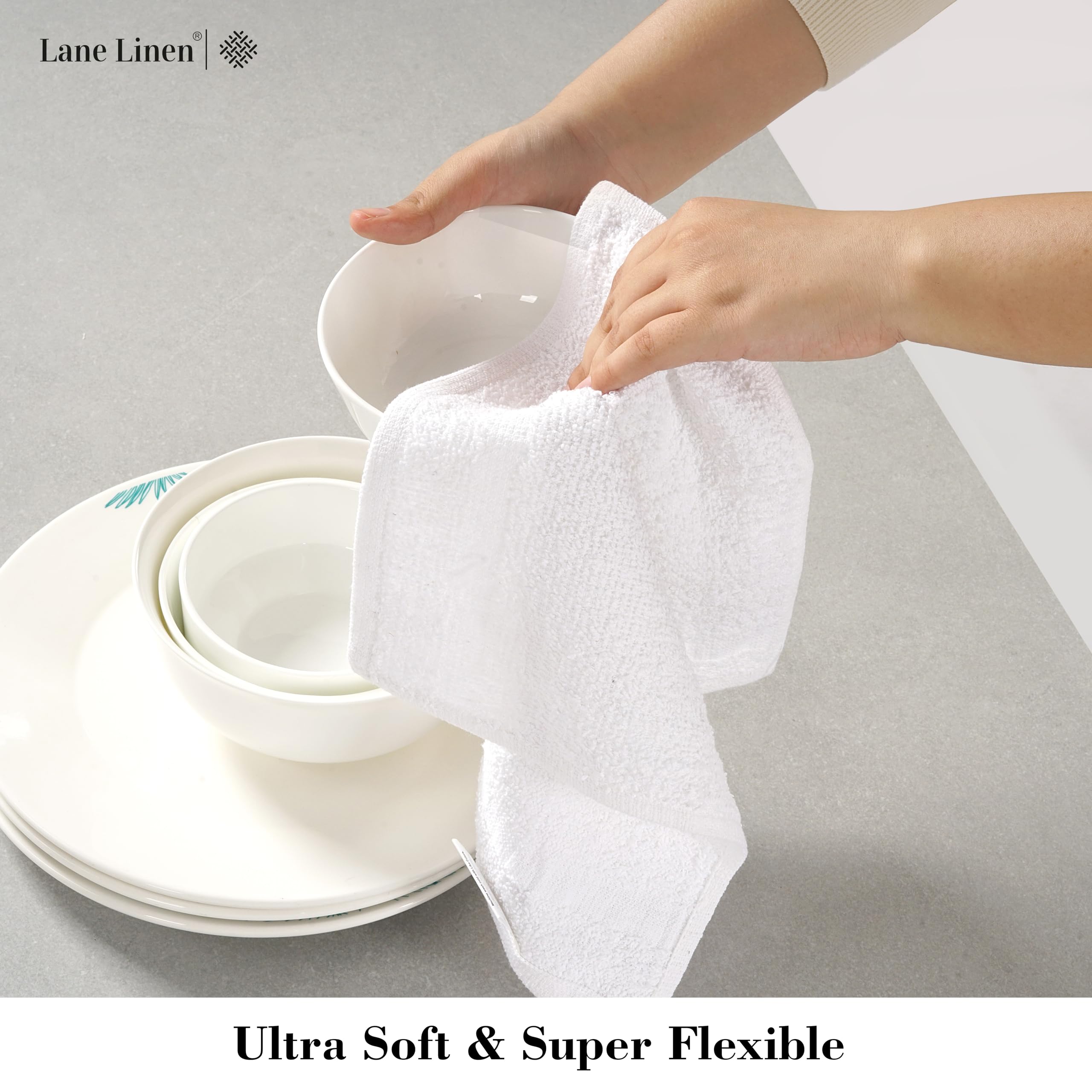LANE LINEN 20-Piece Dish Towel Set - 100% Cotton Kitchen Towels, Heat Resistant Oven Mitts & Pot Holders (350°F) - Olive Green - Perfect for Dishwashing, Cooking & Baking