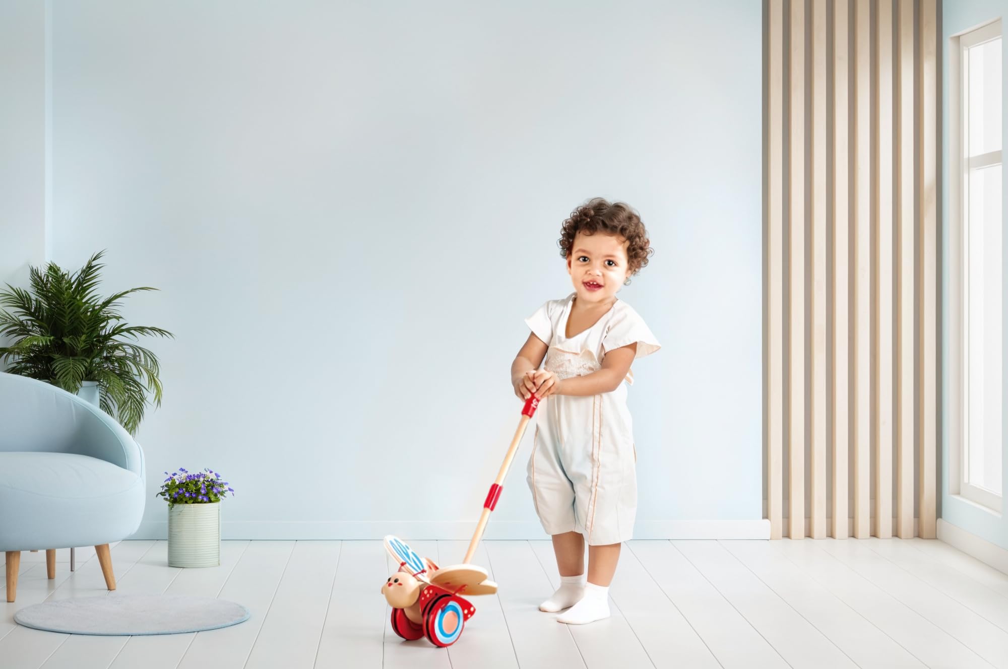 Hape Butterfly Wooden Push and Pull Toy - Toddler Learning & Walking Aid - Perfect for Indoor & Outdoor Playtime