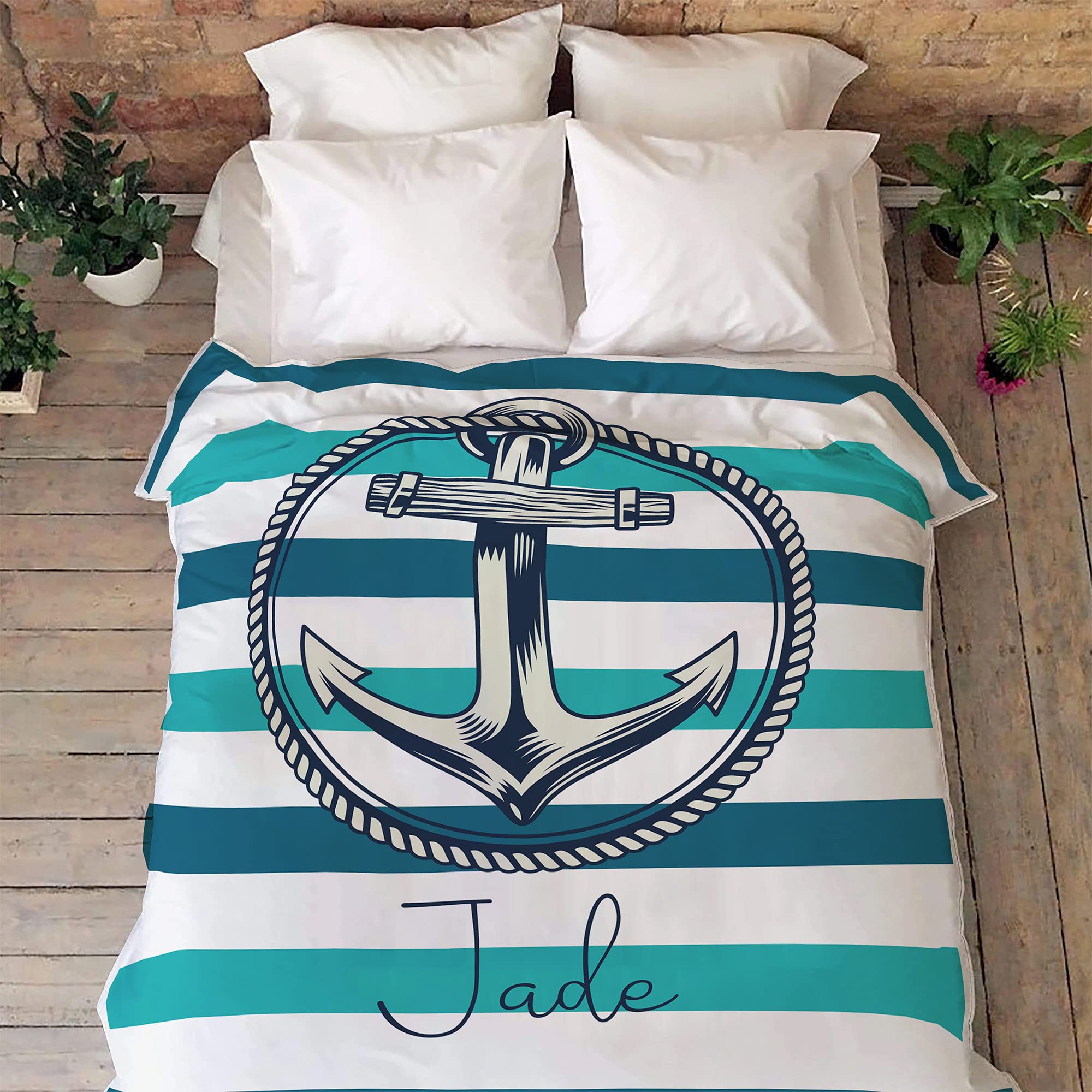 Personalized Boat Name Blanket - Custom Nautical Blanket with Anchor Design - Perfect Gift for Sailors & Boating Enthusiasts - Great for Yacht Parties, Marine Decor & Cozy Nights on Board