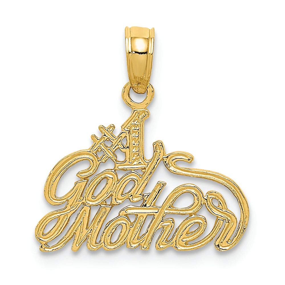 FJC Finejewelers 14k Yellow Gold #1 Godmother Charm Pendant - Perfect for Baptism, Christening & Special Occasion Gifts