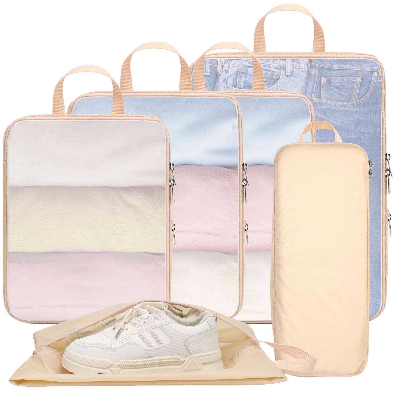 Cambond Compression Packing Cubes for Travel - 6-Piece Set of Luggage Organizers for Women | Space-Saving Travel Essentials for Carry-On Suitcases | Perfect for Business Trips, Vacations & Weekend Getaways