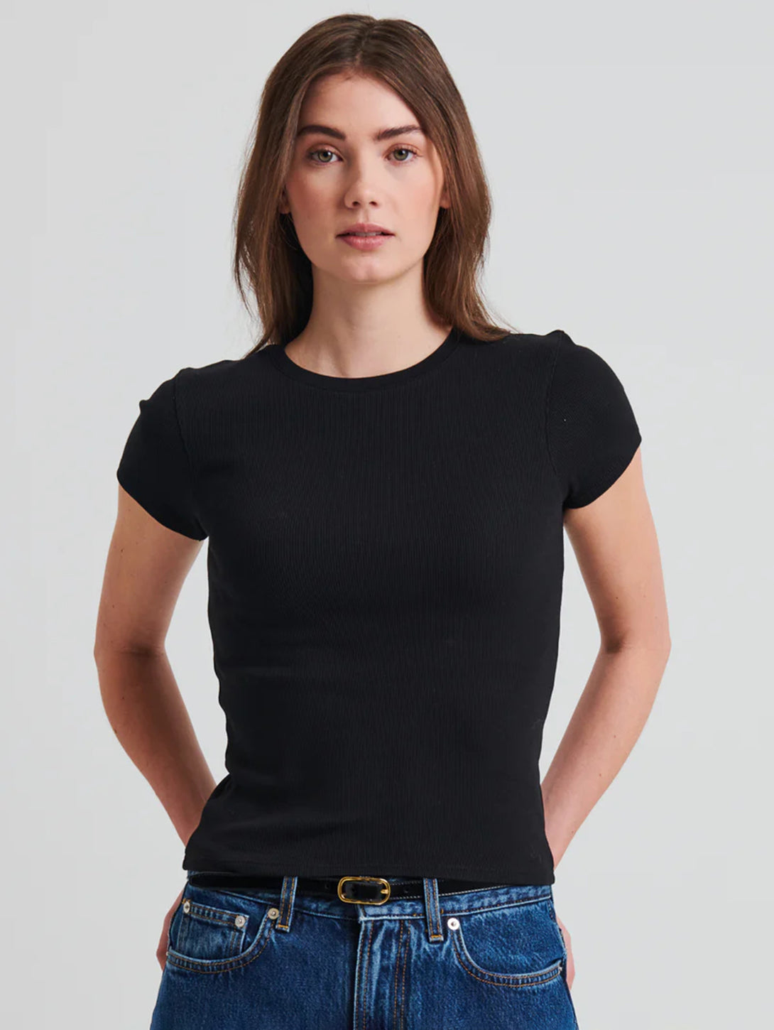 Soft Pima Cotton Ribbed Baby Tee for Girls & Boys - Black | Comfortable Stretchy Short Sleeve Shirt for Newborns & Toddlers | Perfect for Everyday Wear, Playdates & Family Photos