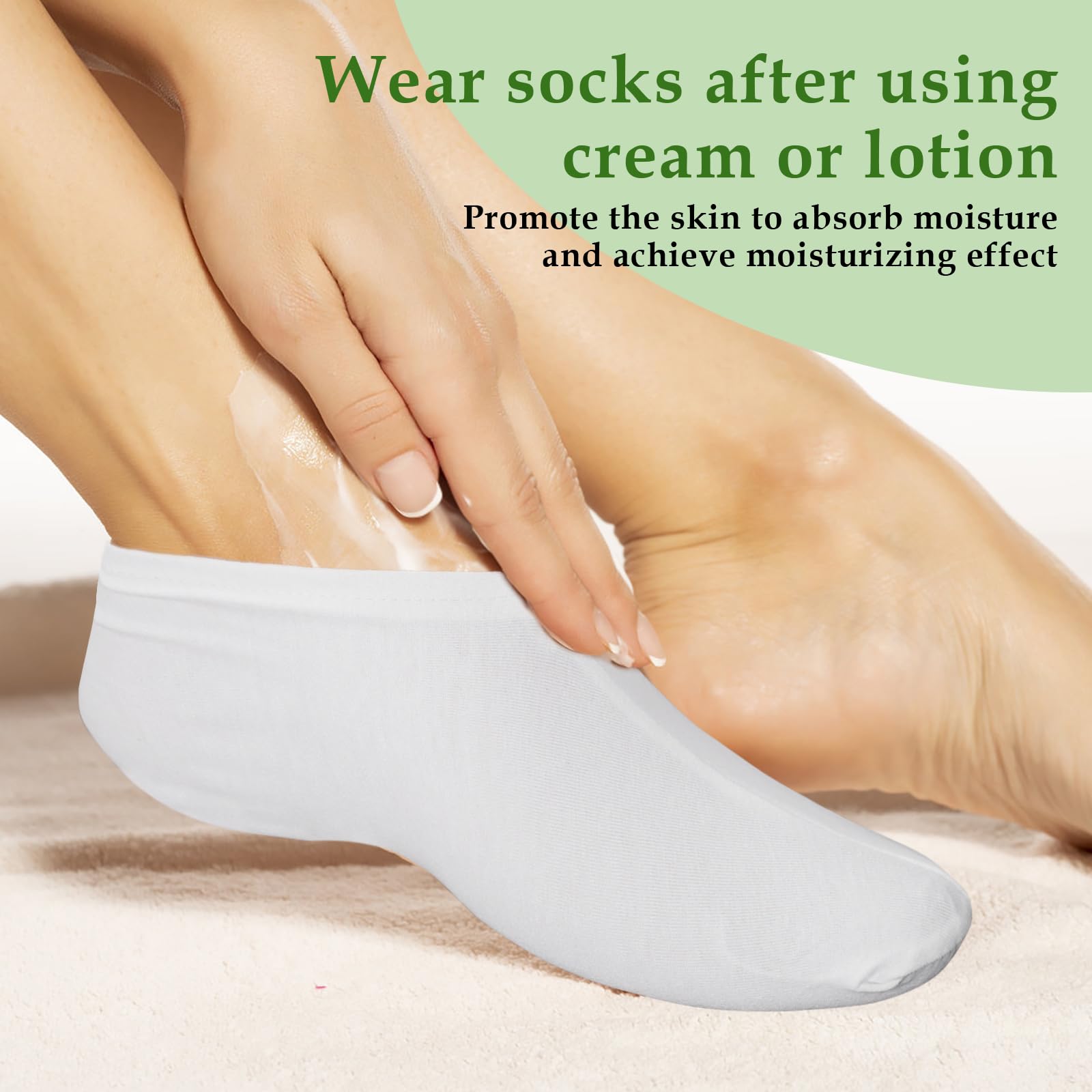 4 Pairs Moisturizing Cotton Socks for Dry Feet - Lightweight & Breathable Overnight Lotion Socks for Women & Men - Perfect for Sleeping, Spa, and Cracked Heel Care