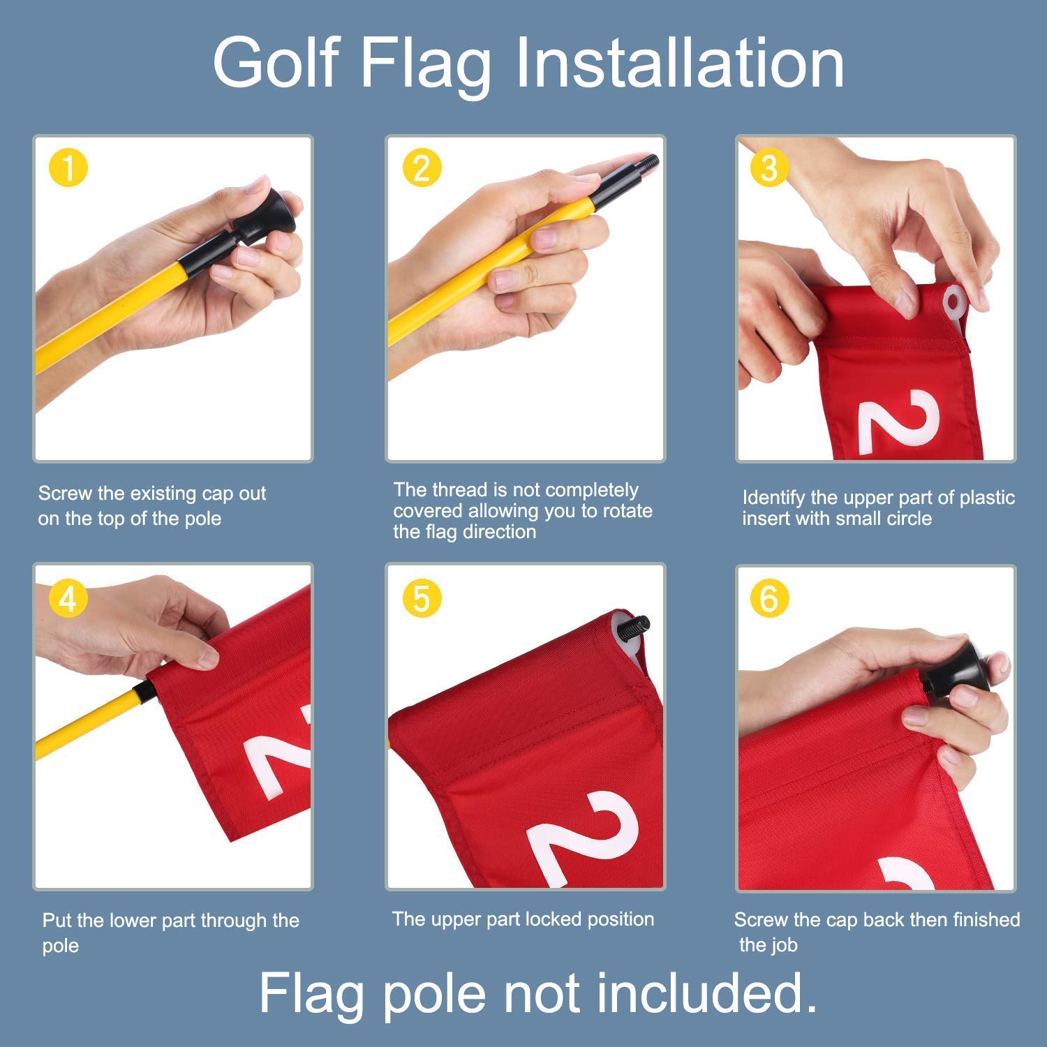 KINGTOP Numbered Golf Flag with Tube Inserted - 8