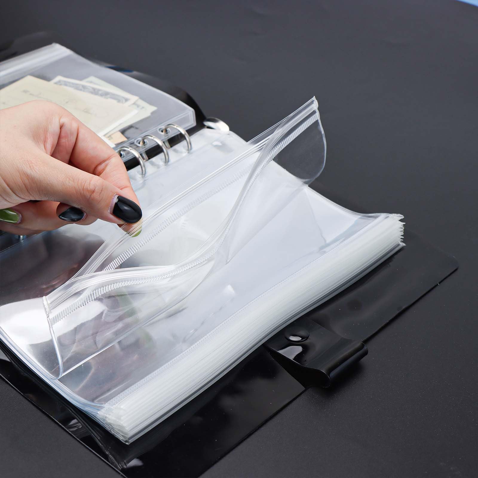 12-Pack A5 Clear Ziplock Binder Pockets with 6 Holes - Transparent Flat Sealing Zipper Storage Pouches for School, Office & Document Organization - Perfect for Sheet Protectors, Handouts & Filing Systems