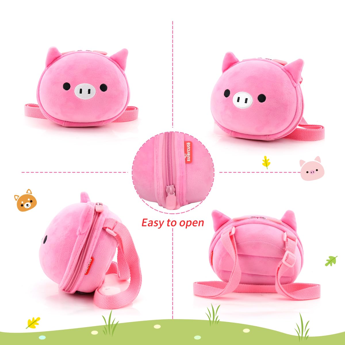 Adorable 3D Cartoon Pig Crossbody Bag for Girls - Cute Pig Coin Purse for Toddlers & Kids | Perfect for School, Parties & Everyday Use
