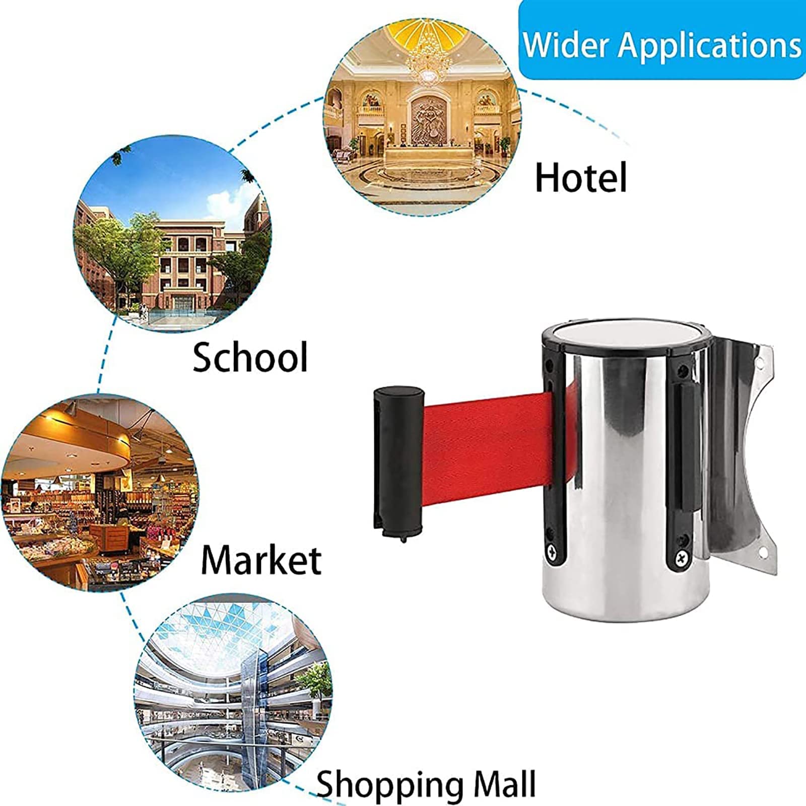 2M Retractable Queue Barrier Belt - Heavy Duty Crowd Control Belt for Warehouse Shelves, Cash Registers, Rolling Doors & Garage Entrances | Ideal for Retail Stores, Banks, Events & Public Spaces