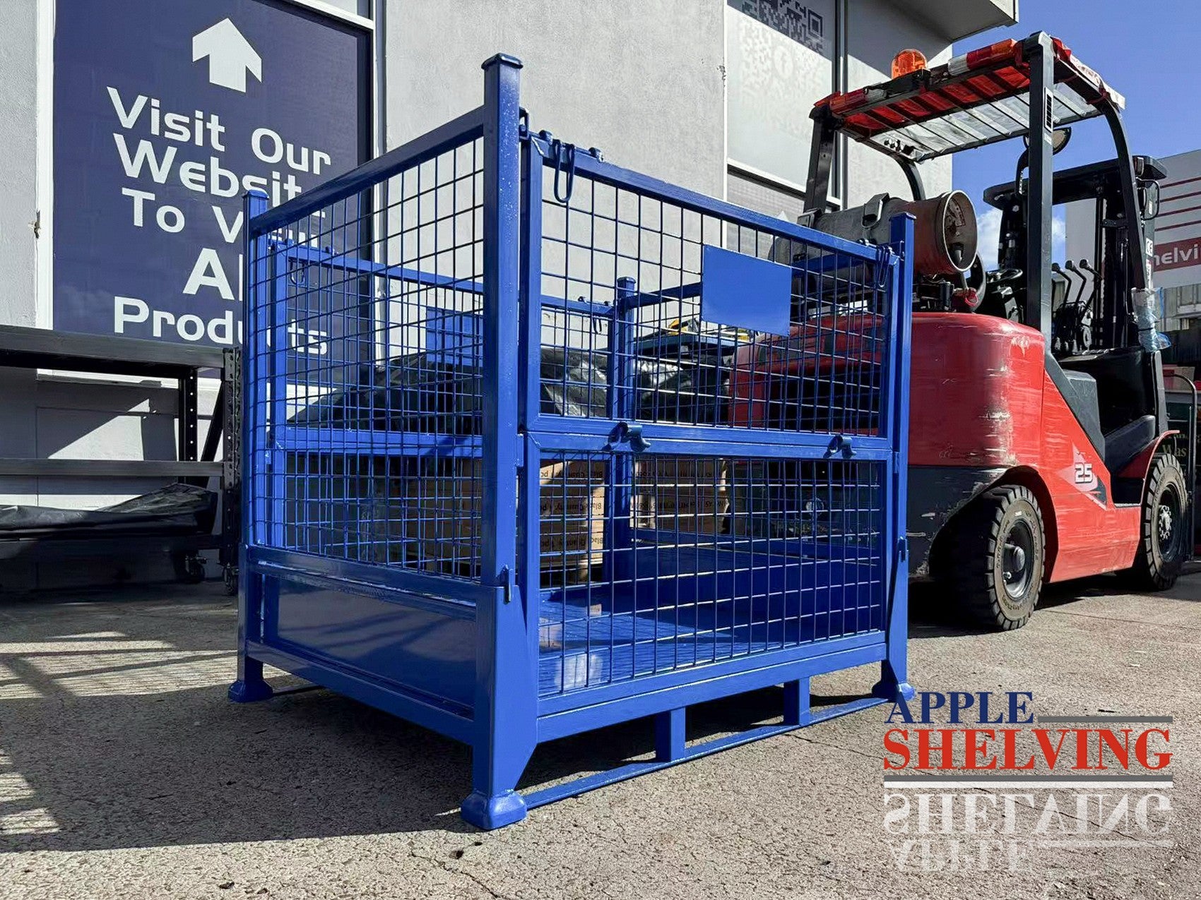 1.2x1.0x1.14m Heavy Duty Blue Metal Stillage Cage - 700KG Capacity, Stackable Storage Solution for Warehouse, Factory & Logistics