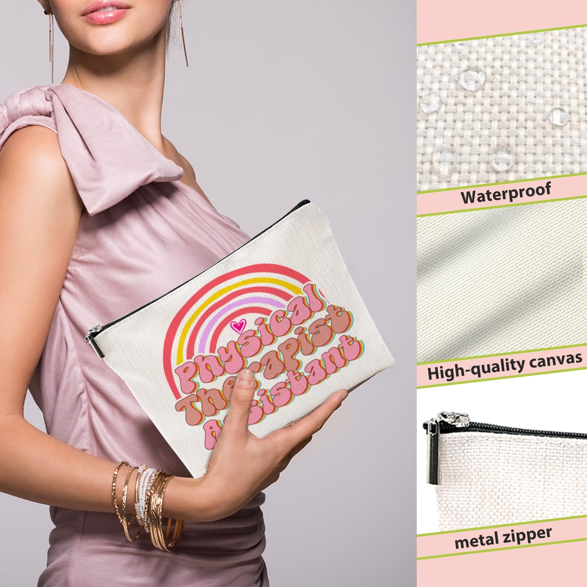 Physical Therapy Makeup Bag - Waterproof Cosmetic Organizer & Travel Toiletry Pouch for Women (Multicolor) - Perfect for Gym, Spa, Vacation & Daily Essentials Storage