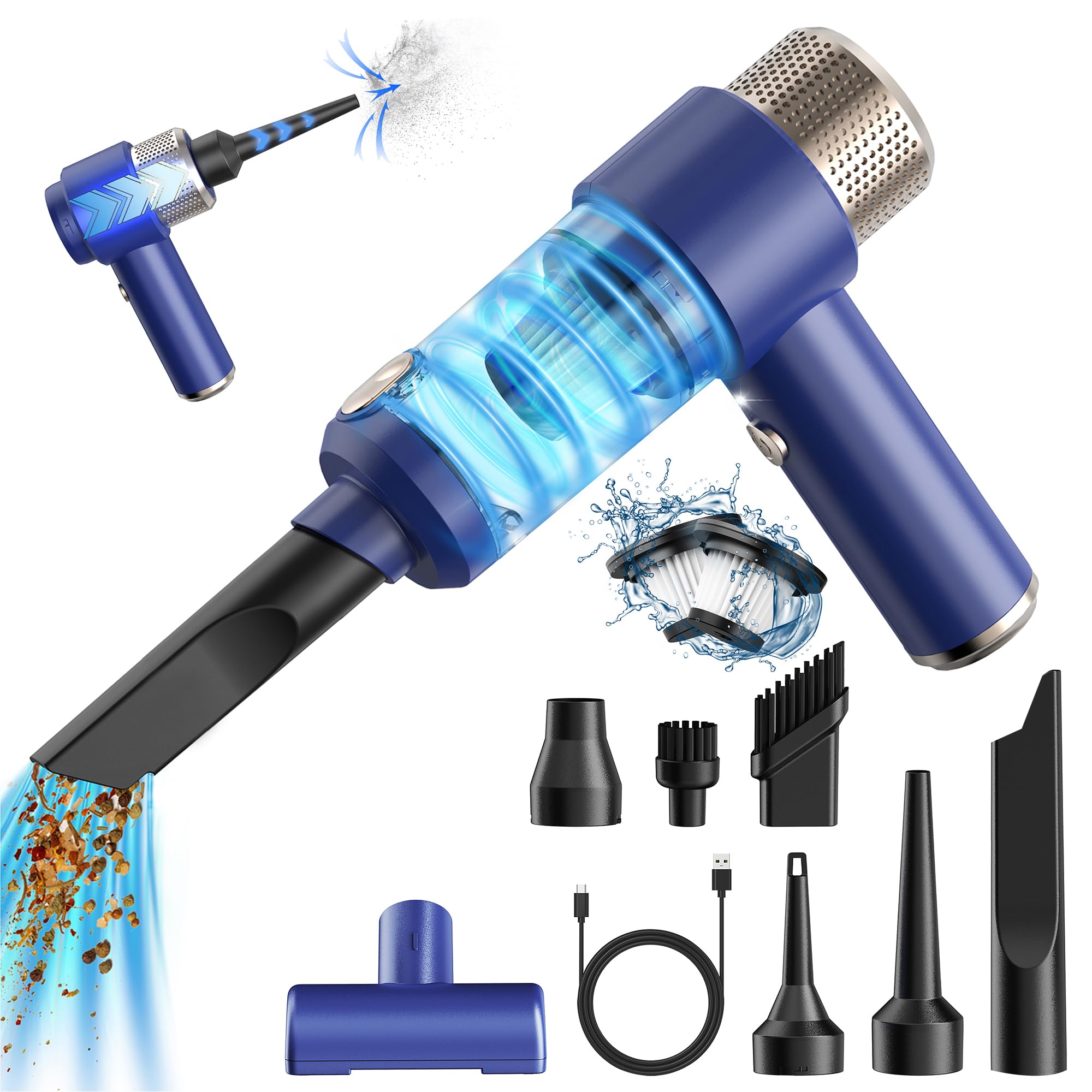 Sporvet 9500Pa 120W Powerful Mini Wireless Vacuum Cleaner with LED Light - Portable Handheld Vacuum for Home, Car, Sofa & Kitchen Cleaning | Perfect for Pet Hair, Crumbs & Dust Removal