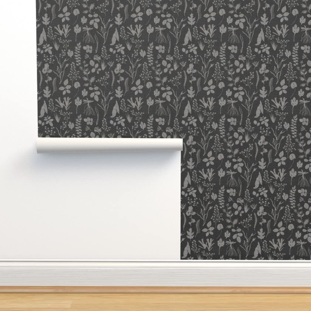 Peel & Stick Wallpaper 12ft x 2ft - Dark Woodland Tree Pattern, Removable Nursery Wallpaper for Baby Room & Study, Custom Textured Wall Decor by Spoonflower | Perfect for Nursery, Bedroom, Office & Home Decor