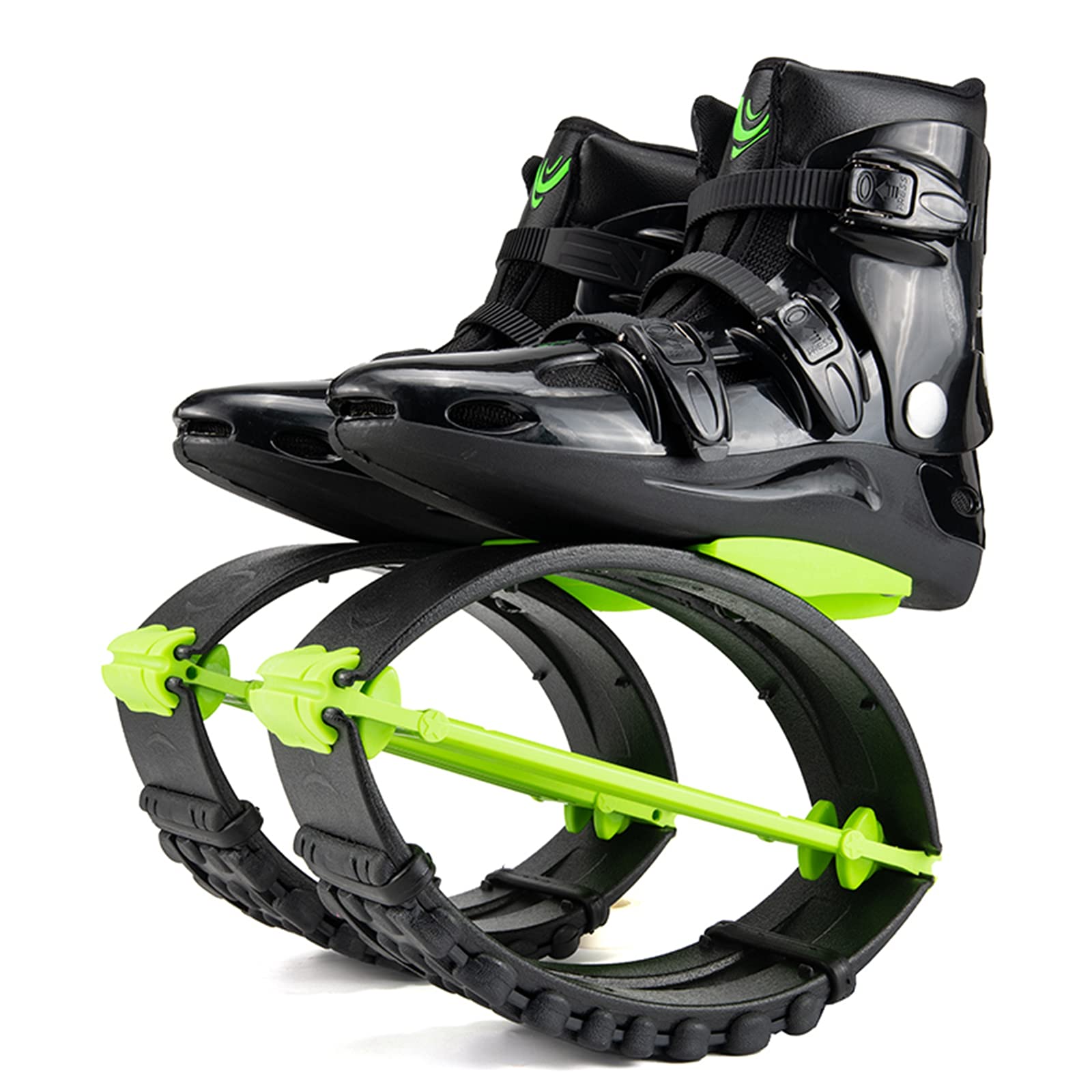AHWZ Adjustable Non-Slip Jump Shoes - Anti-Gravity Fitness Boots for Workout & Running with Removable Liner (Black/Green) - Perfect for Gym Training, Outdoor Exercises & Bounce Fitness