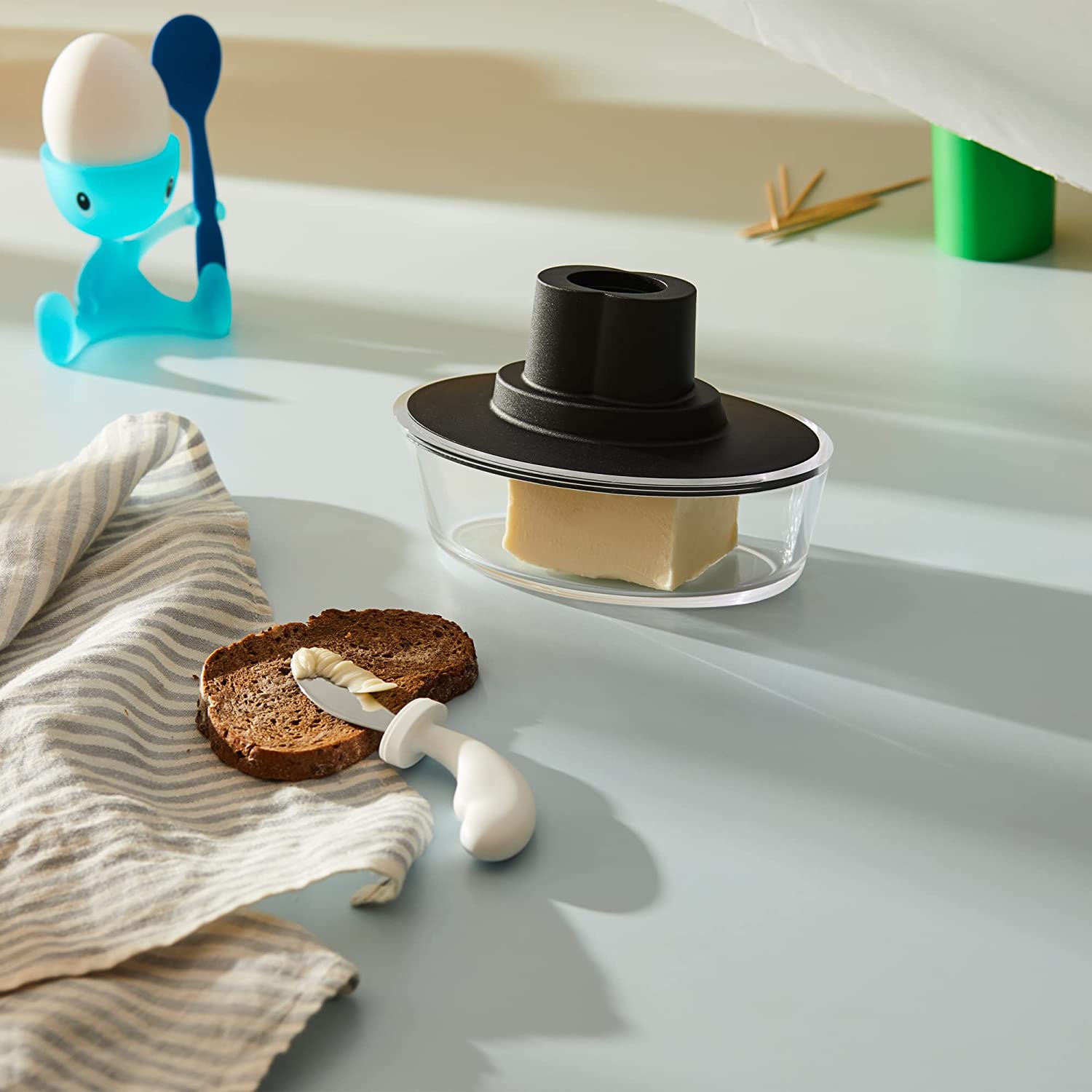Alessi Ship Shape Butter Dish - Modern Black Butter Dish with Lid for Kitchen & Dining Table | Perfect for Breakfast, Brunch, and Entertaining Guests
