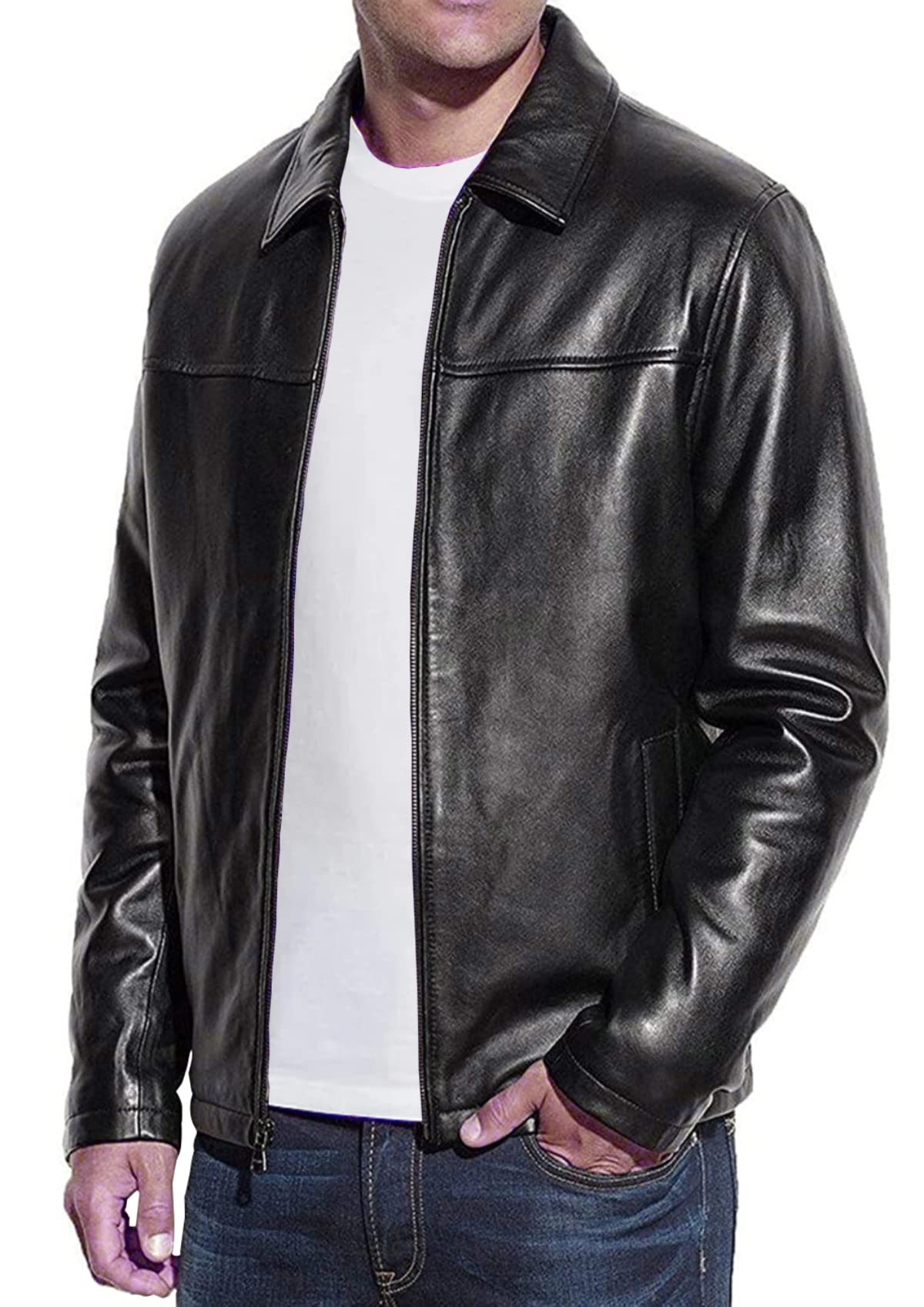 Genuine Lambskin Leather Biker Jacket for Men - Classic Motorcycle Style Jacket | Premium Men's Leather Outerwear for Riding, Casual Wear & Night Out