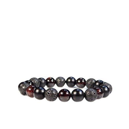 Premium AAA+ Rare Garnet, Onyx & Lava Stone Beaded Bracelet - 8mm Chakra Healing Jewelry, Aromatherapy Diffuser & Spiritual Gift (Code: WAR8663) | Perfect for Meditation, Yoga & Energy Balancing