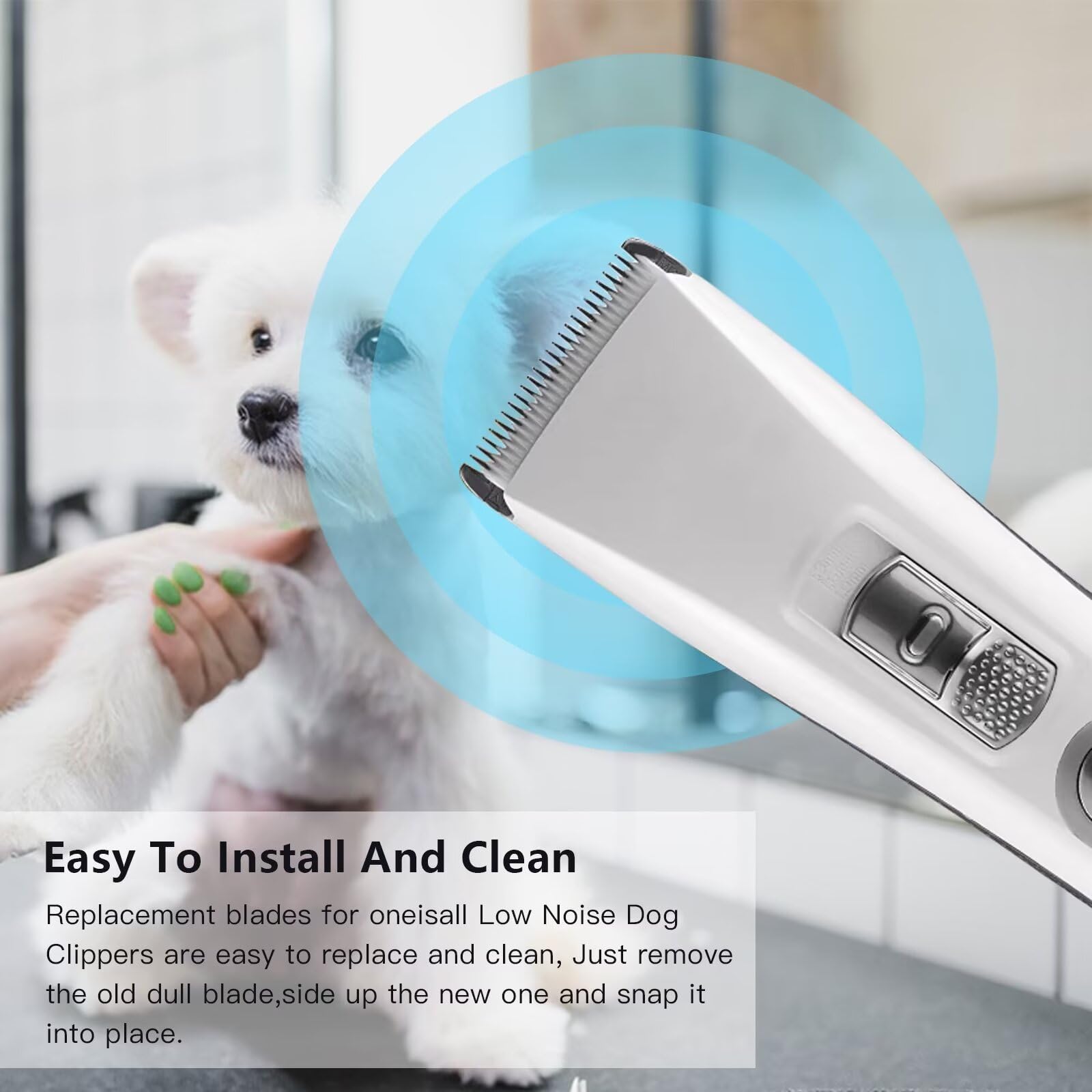 2 Pack Professional Low Noise Dog Hair Clipper Replacement Blades - Compatible with ONEISALL Pet Clippers, Cat & Dog Grooming Accessories for Home Use & Professional Grooming