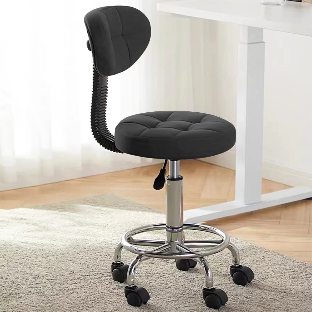 Ergonomic Office Drafting Chair with Adjustable Back Support & Footrest - Heavy Duty Multi-Purpose Stool for Home Office, Kitchen, Bar & Workshop - Thick Padded Seat Cushion for All-Day Comfort (Perfect for Standing Desks, Workbenches & High Tables)