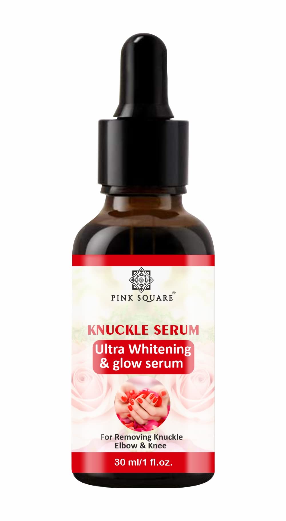 Pink Square Skin Brightening Serum for Dark Knuckles, Hands, Legs, Knees & Elbows - 30ml (1 Pack) | Lightens & Smooths Skin | Perfect for Daily Skincare Routine & Nighttime Use